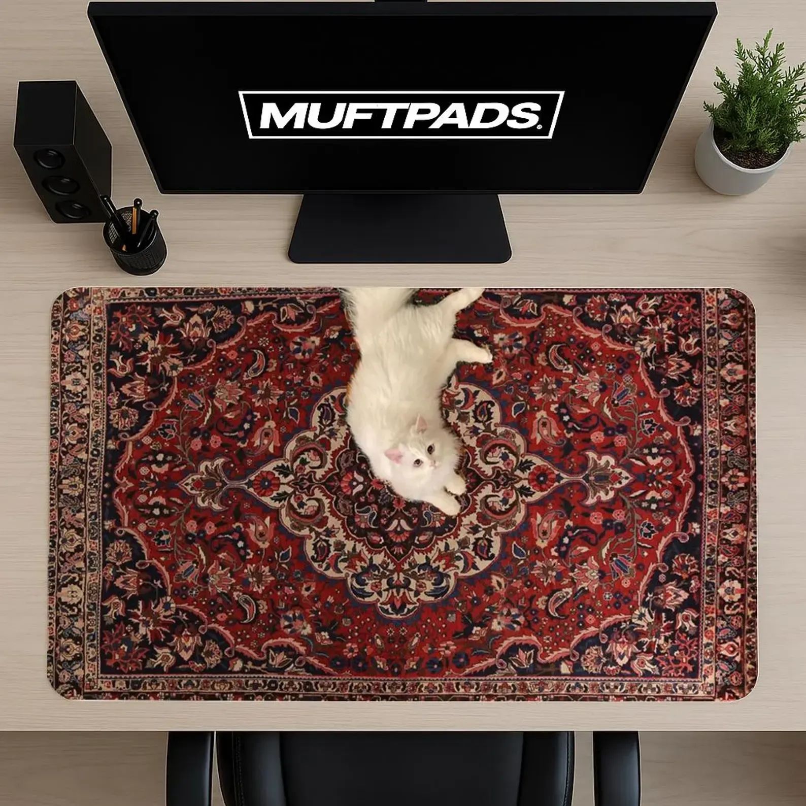 Persian Rug Desk Mat Traditional Oriental Pattern Large Mouse Pad
