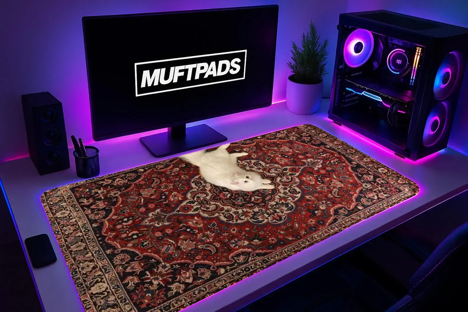 Persian Rug Desk Mat Traditional Oriental Pattern Large Mouse Pad