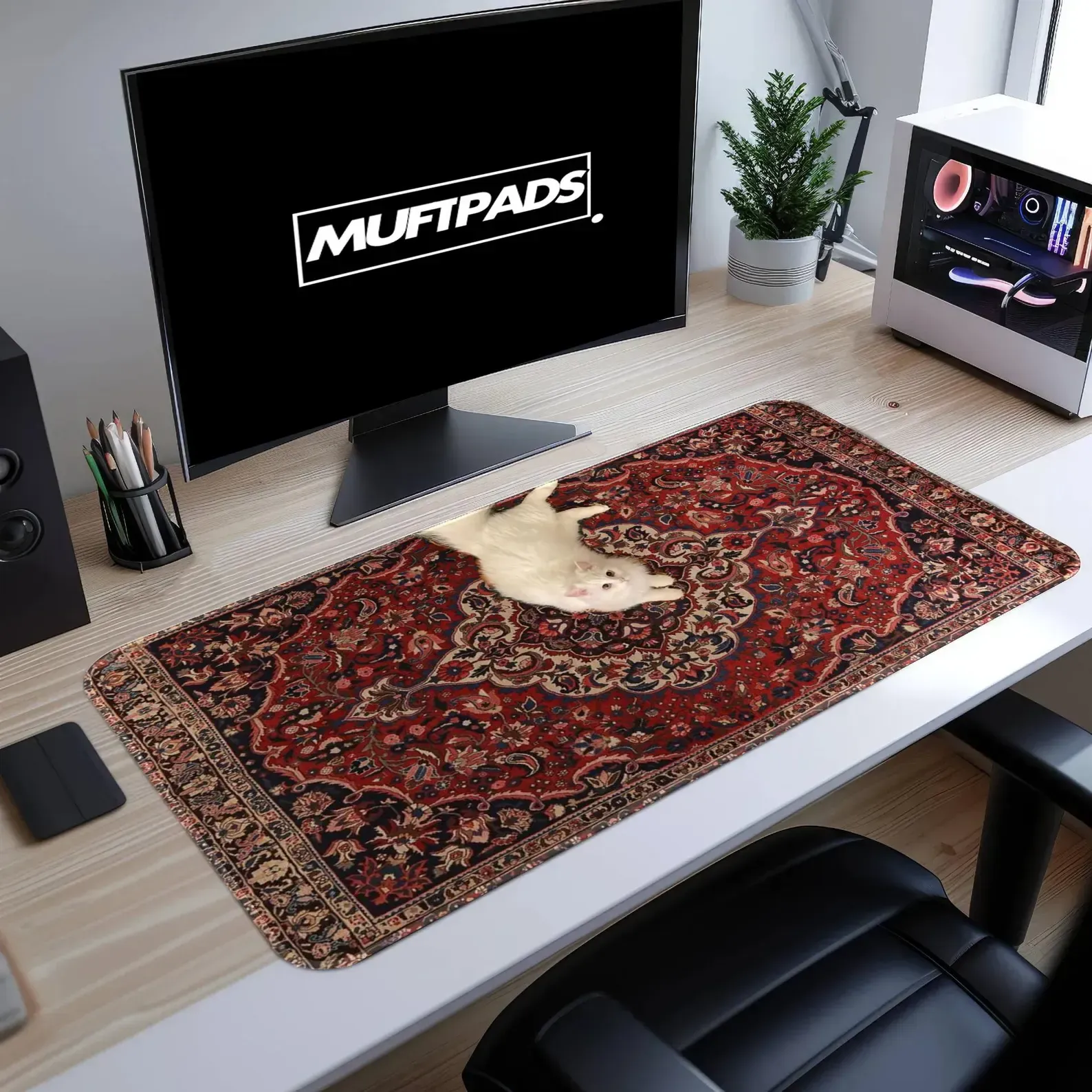 Persian Rug Desk Mat Traditional Oriental Pattern Large Mouse Pad
