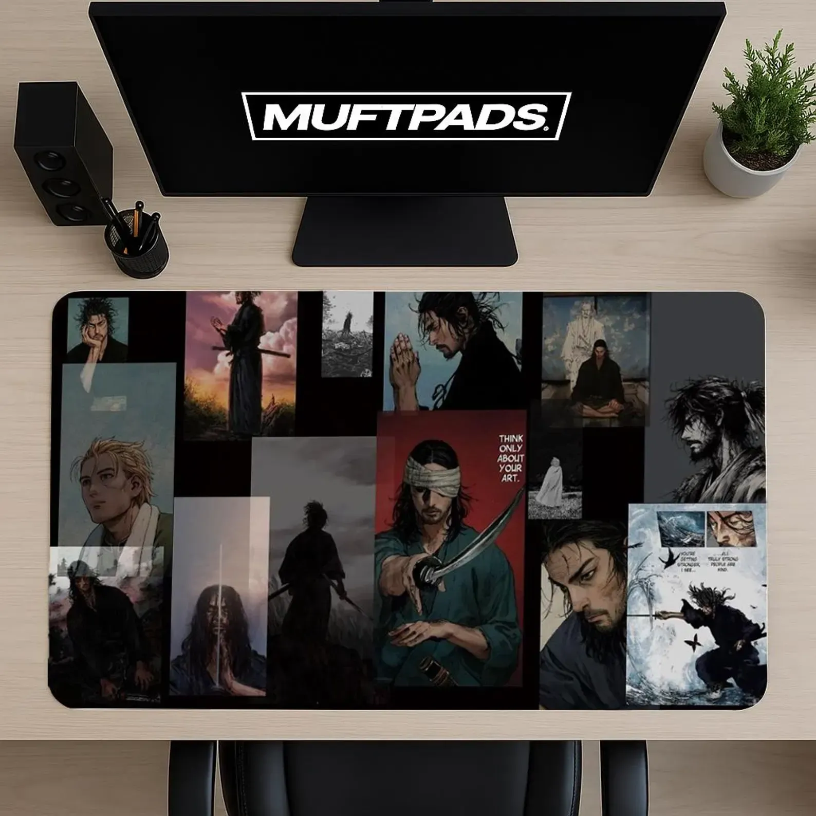 Vagabond Art Collage Desk Mat - Samurai Gaming Mouse Pad